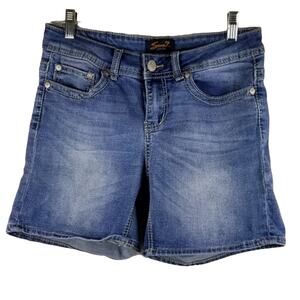 Seven7 Whiskering Light Distressing Women's Denim Jean Shorts 6